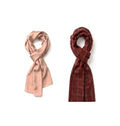 Nude Silk Scarf & Checks Scarf Set