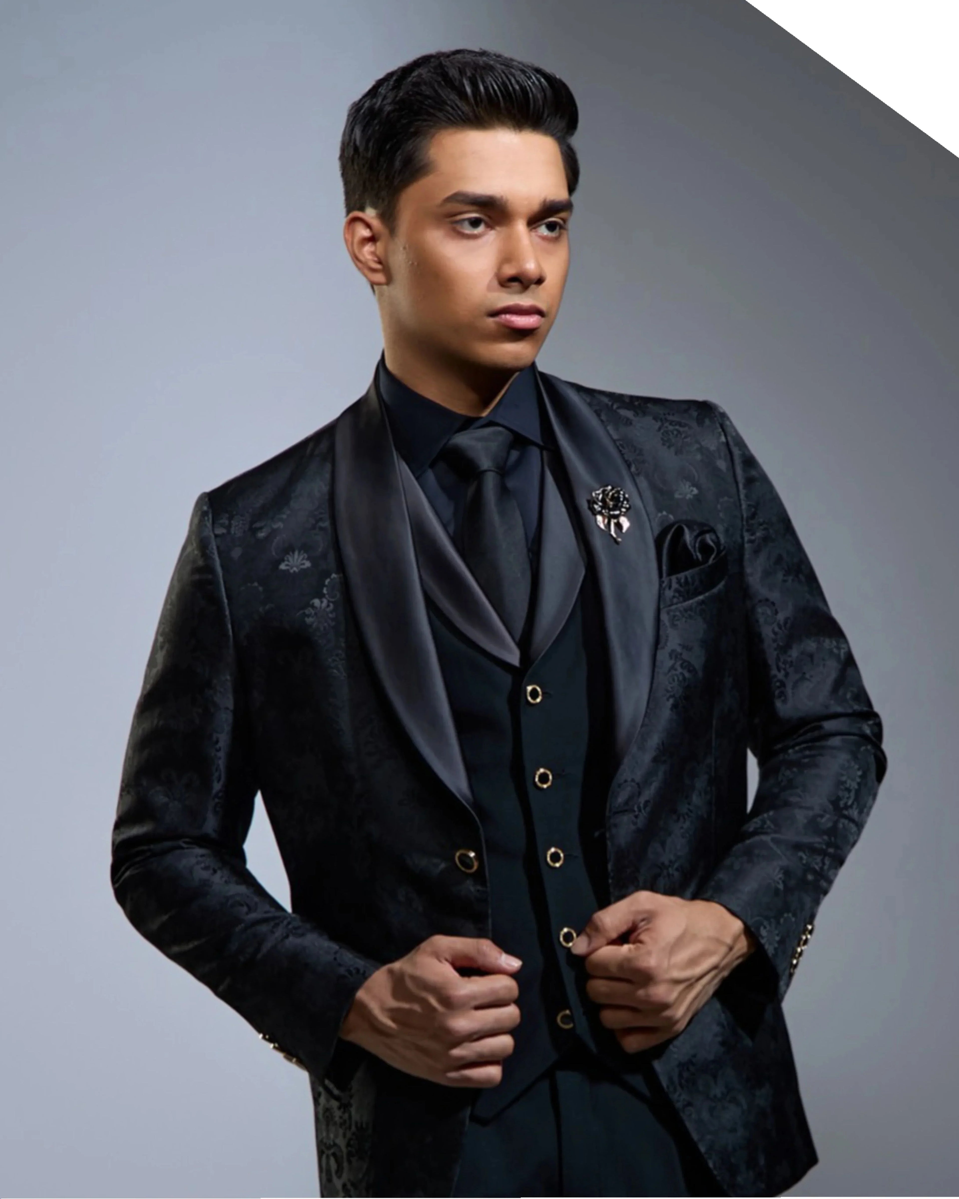 Lofty Luxe LL12 Houston 3-piece Suit Black