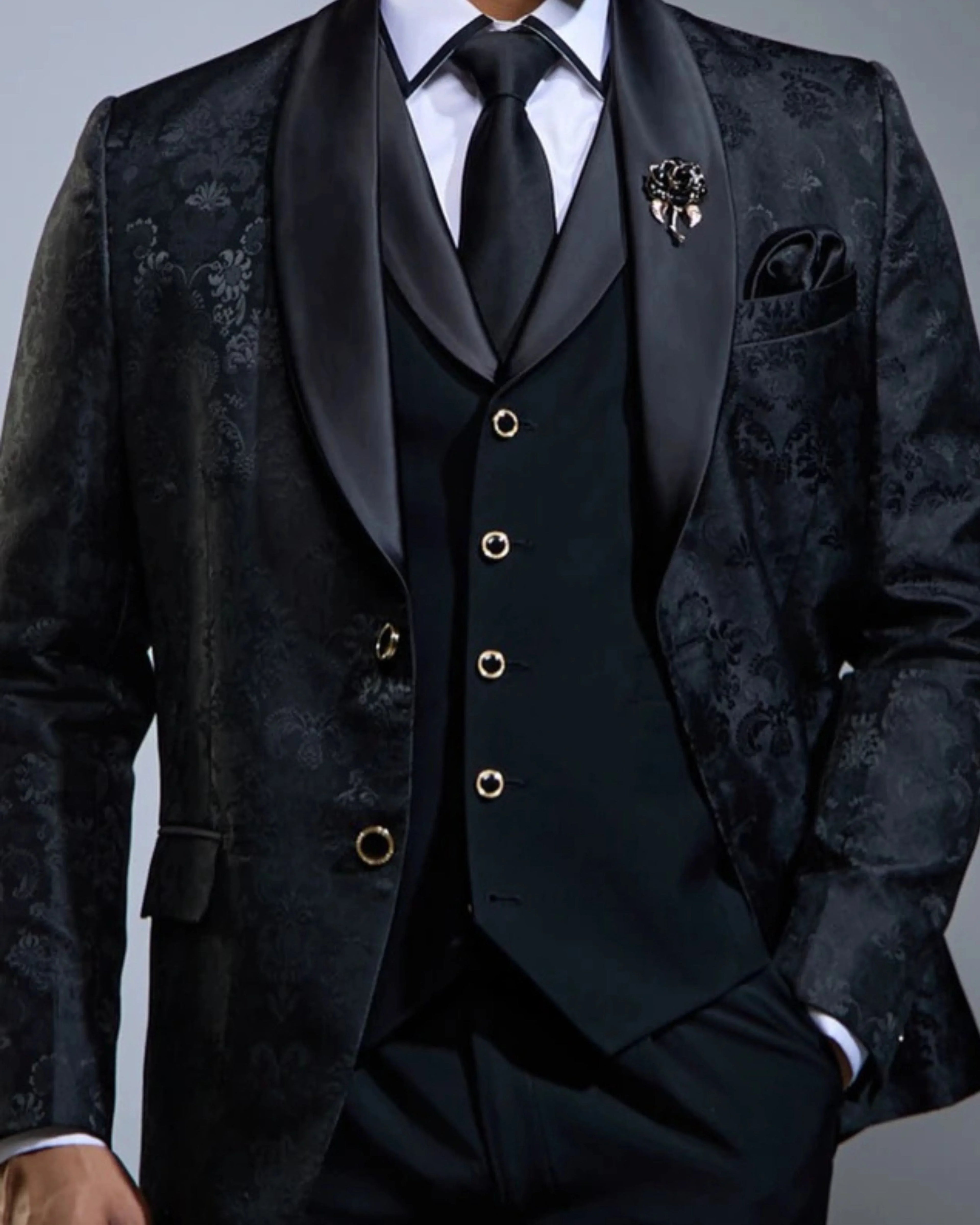 Lofty Luxe LL12 Houston 3-piece Suit Black