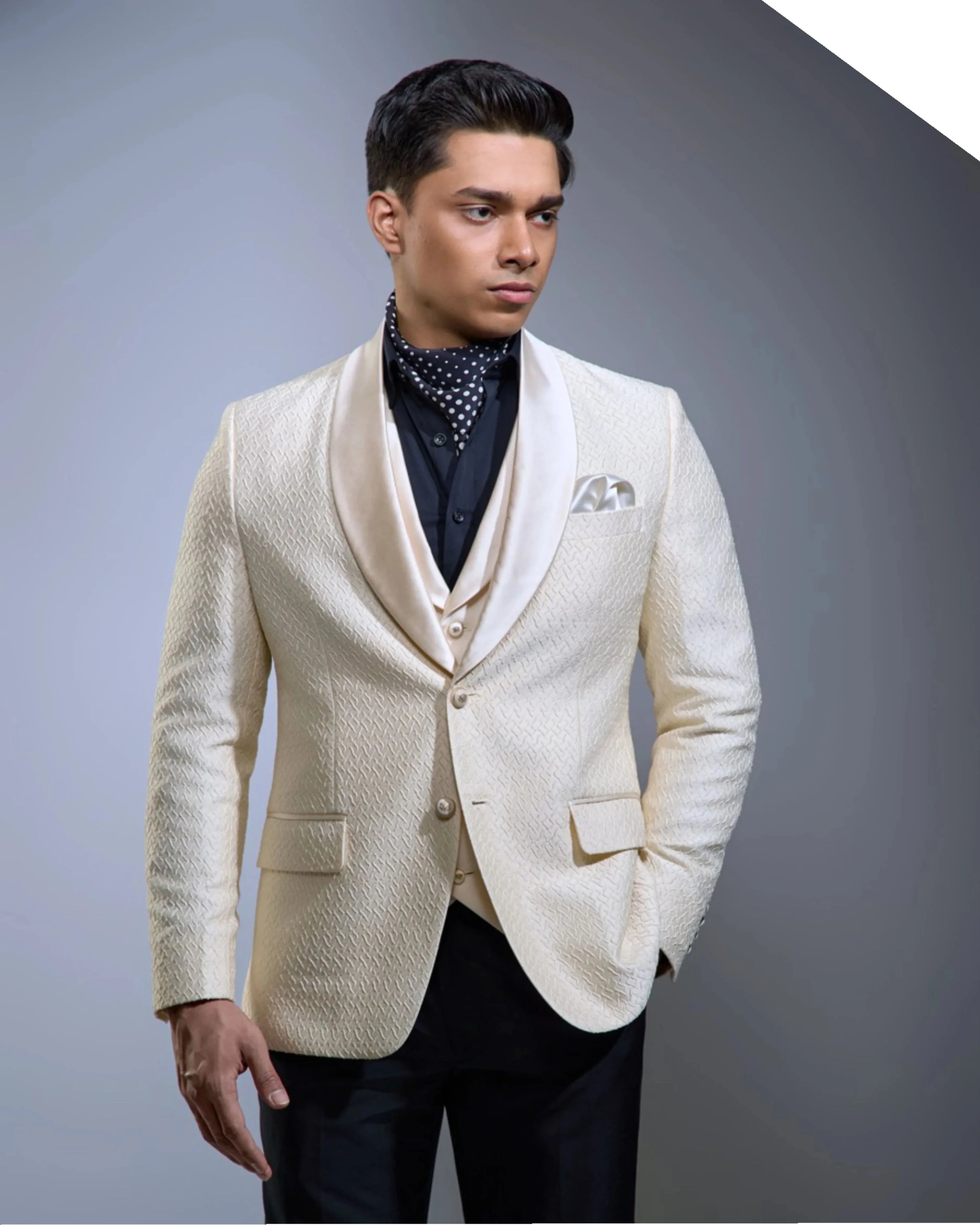 Lofty Luxe LL18 Ripple 3-piece Suit Ivory